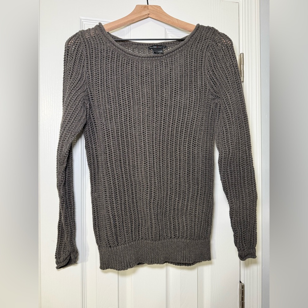 New York & Company Brown Open Weave Crochet Pullover 100% Cotton Women’s Size M
